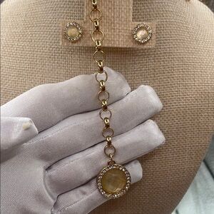 Isaac Mizrahi NY Gold Tone Necklace and Earring Set New York